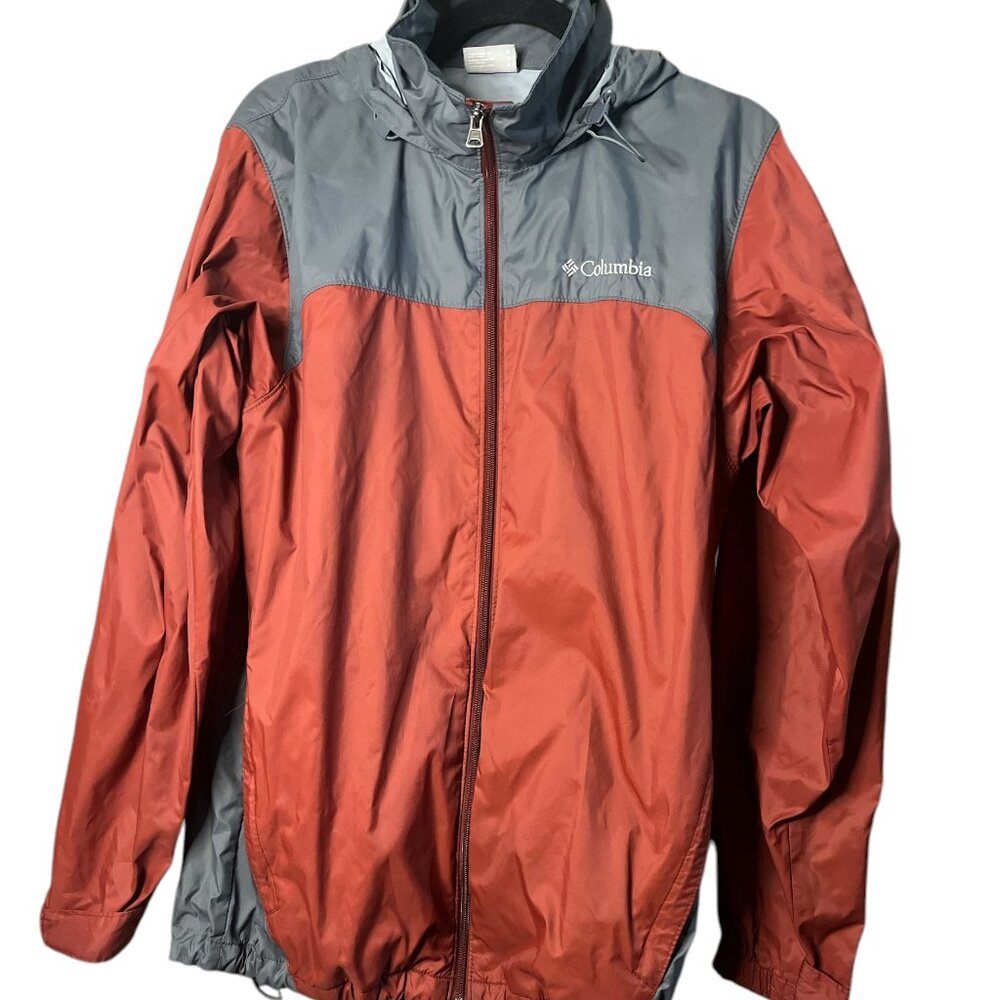 Columbia Men's Maroon and Gray Full Zip Lightweight Windbreaker Jacket Size SM